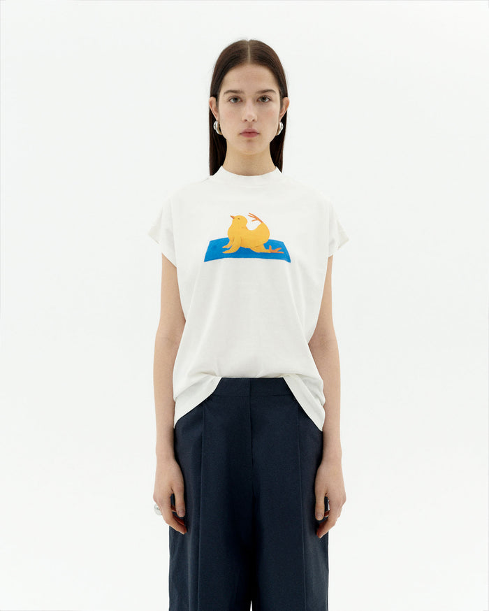 thinking mu Camiseta blanca yogui animal Volta