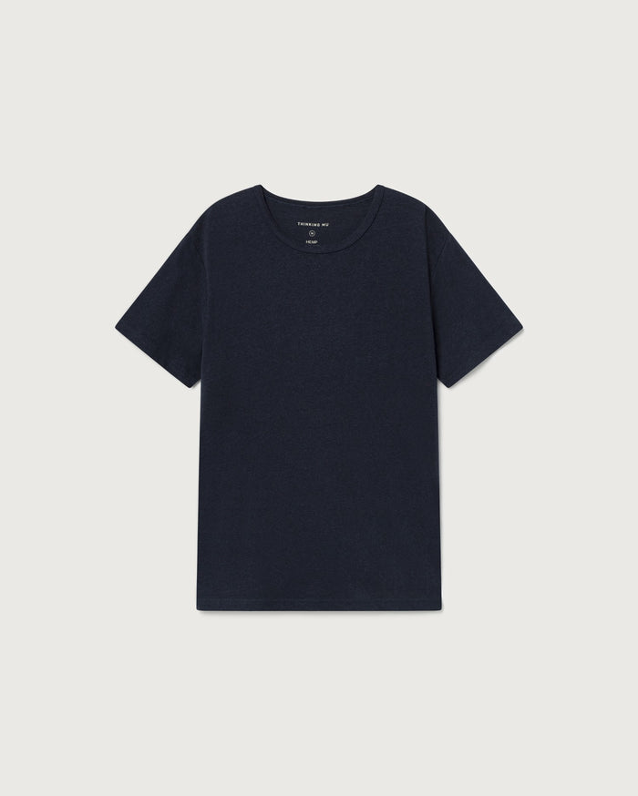 thinking mu Camiseta gruesa azul navy hemp