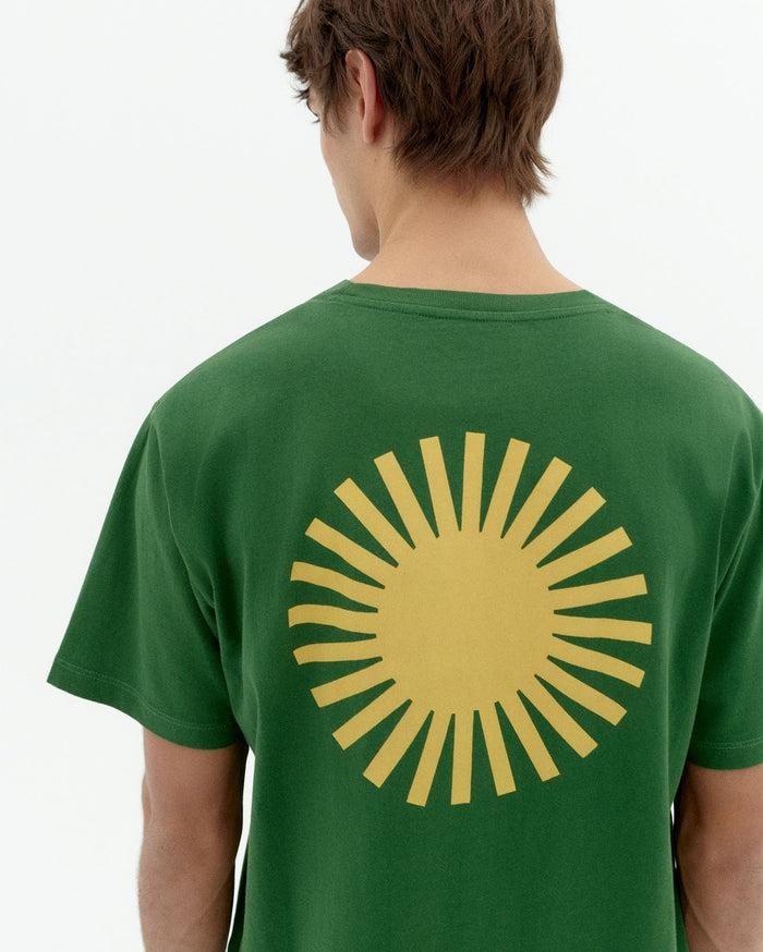thinking mu Camiseta verde sol espalda amarillo