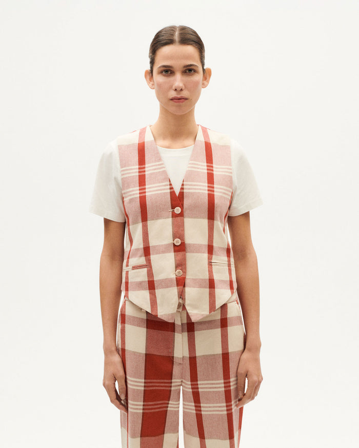 Thinking Mu Chaleco Rojo Cuadros Picnic Edith