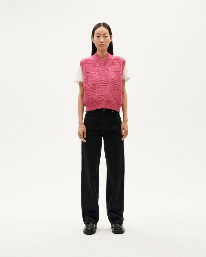Thinking Mu Chaleco Rosa Lana Mica