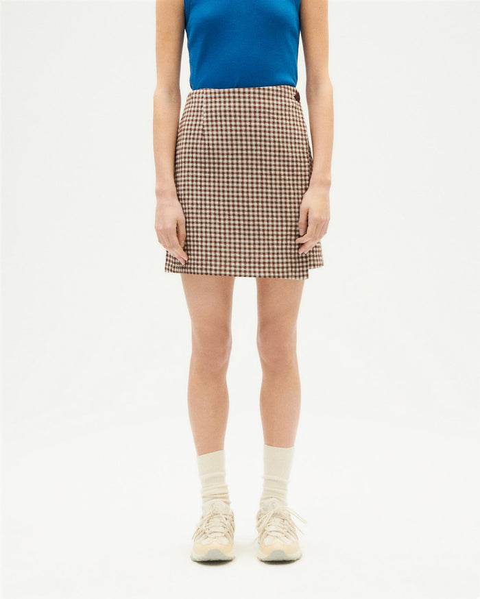 Thinking Mu Falda Marrón Seersucker Milena