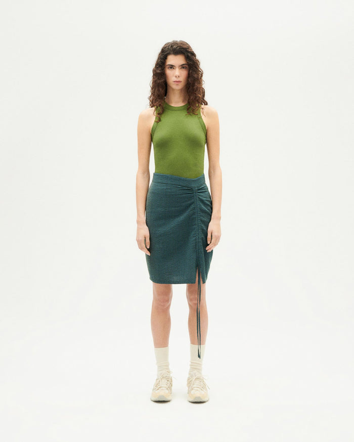Thinking Mu Falda Verde Seersucker Rachel
