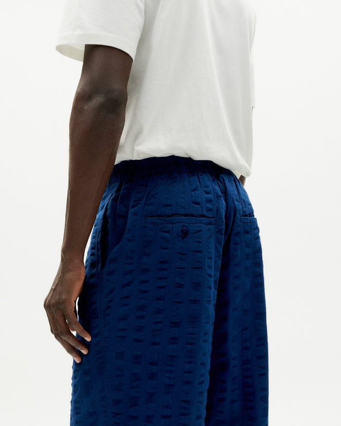 Thinking Mu Pantalón Azul Seersucker Luc