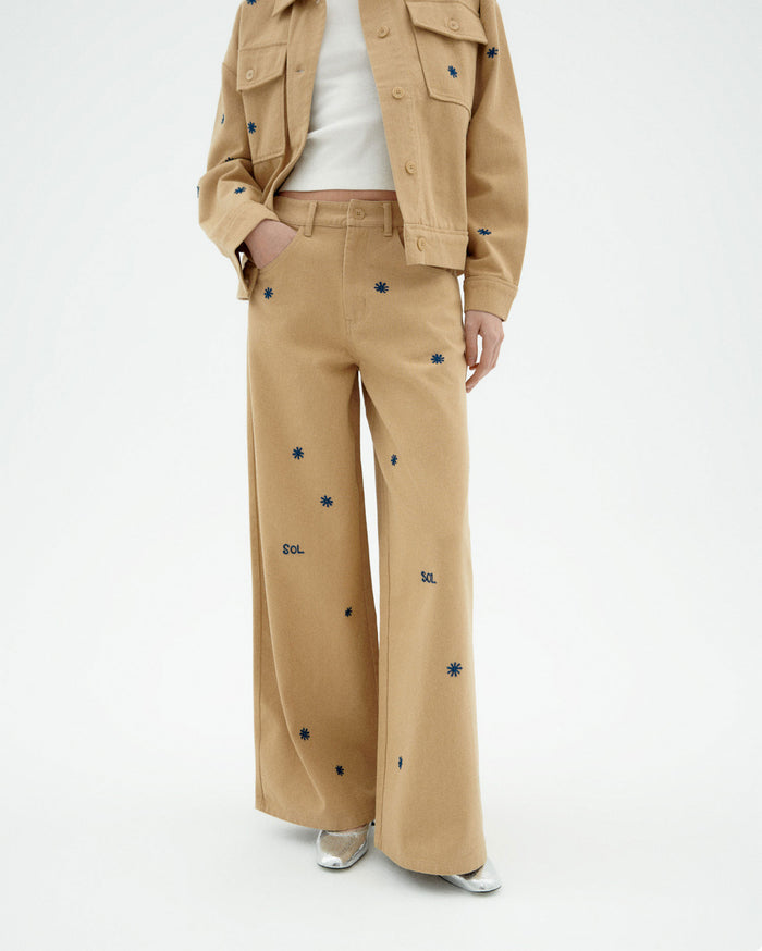thinking mu Pantalón beige sol chain Hedda
