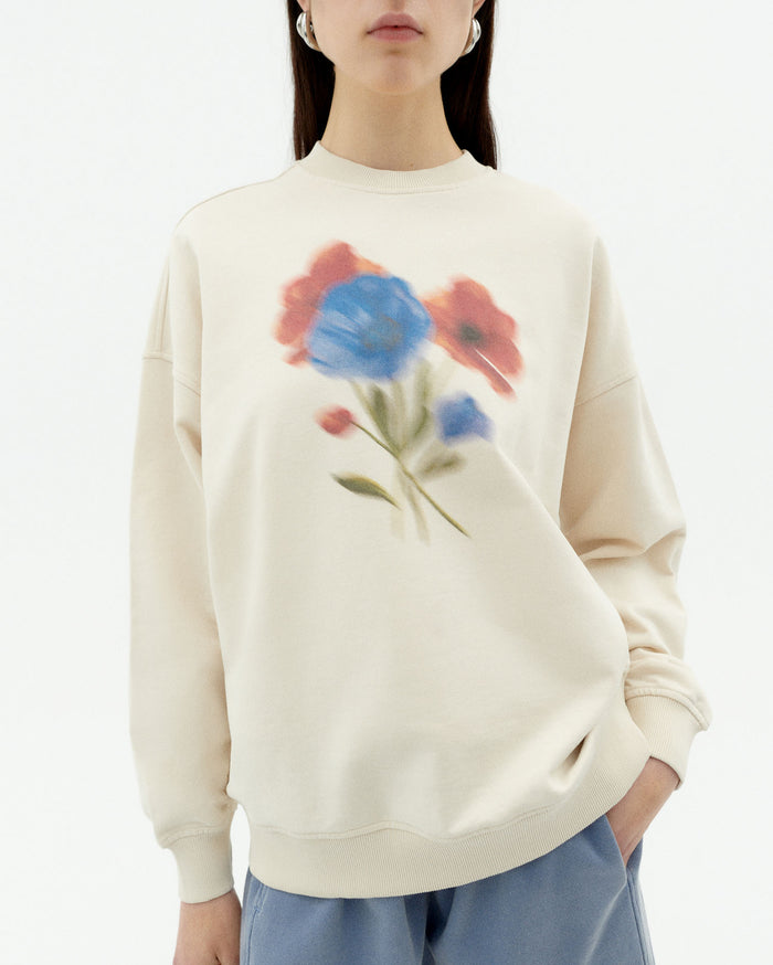 Thinking Mu Sudadera Blanca Blurry Flower Jimena