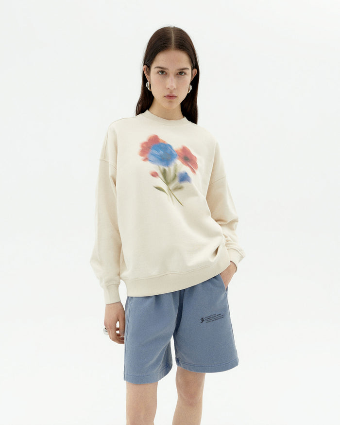 thinking mu Sudadera blanca blurry flower Jimena