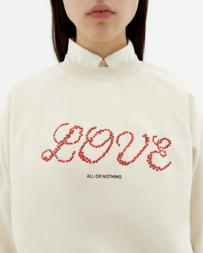 Thinking Mu Sudadera Blanca Love Heart Bonnie