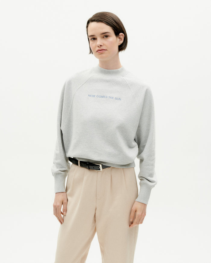 Thinking Mu Sudadera Gris Here Comes The Sun