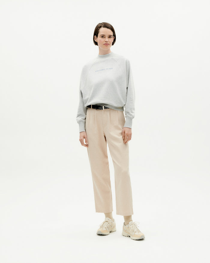 Thinking Mu Sudadera Gris Here Comes The Sun