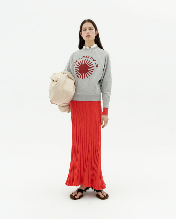 Thinking Mu Sudadera Gris Retro Sol Bonnie