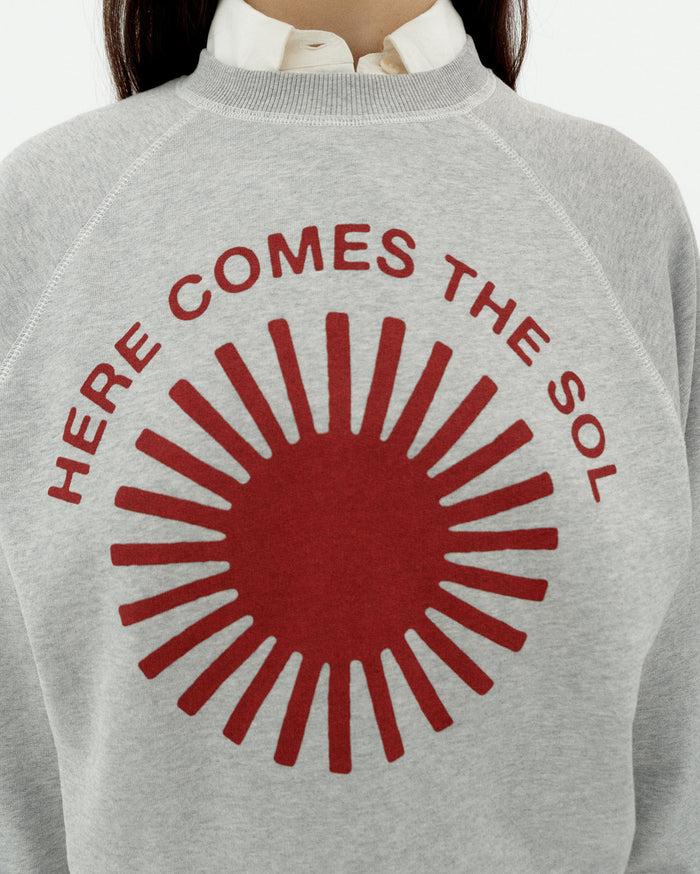 Thinking Mu Sudadera Gris Retro Sol Bonnie