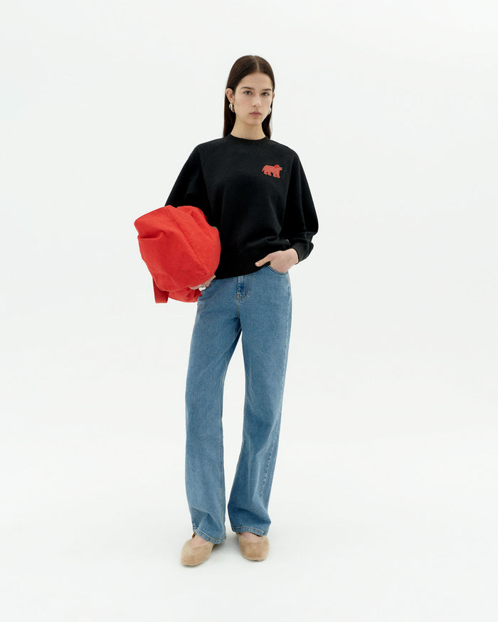 Thinking Mu Sudadera Negra Doggy Bonnie