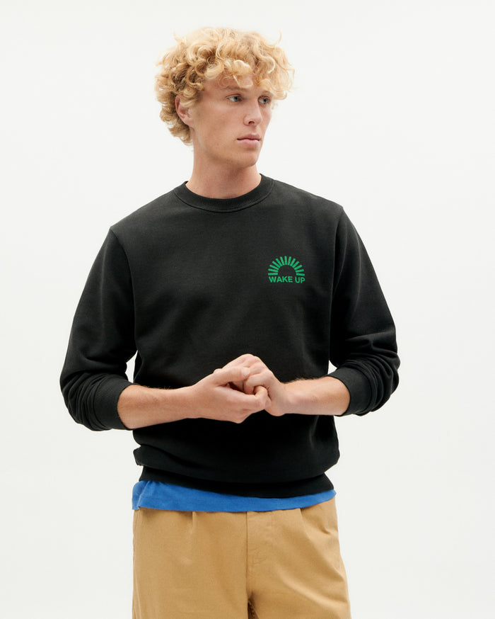 Thinking Mu Sudadera Negra Wake Up