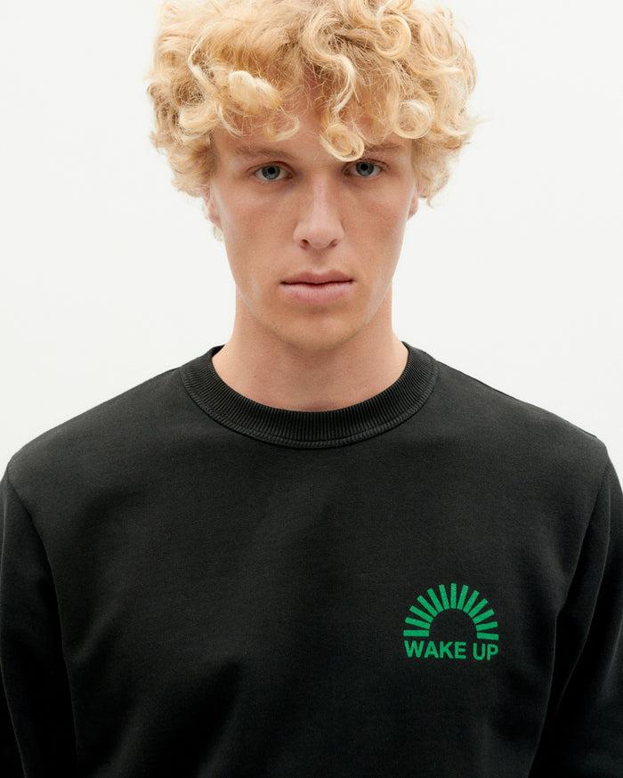 Thinking Mu Sudadera Negra Wake Up