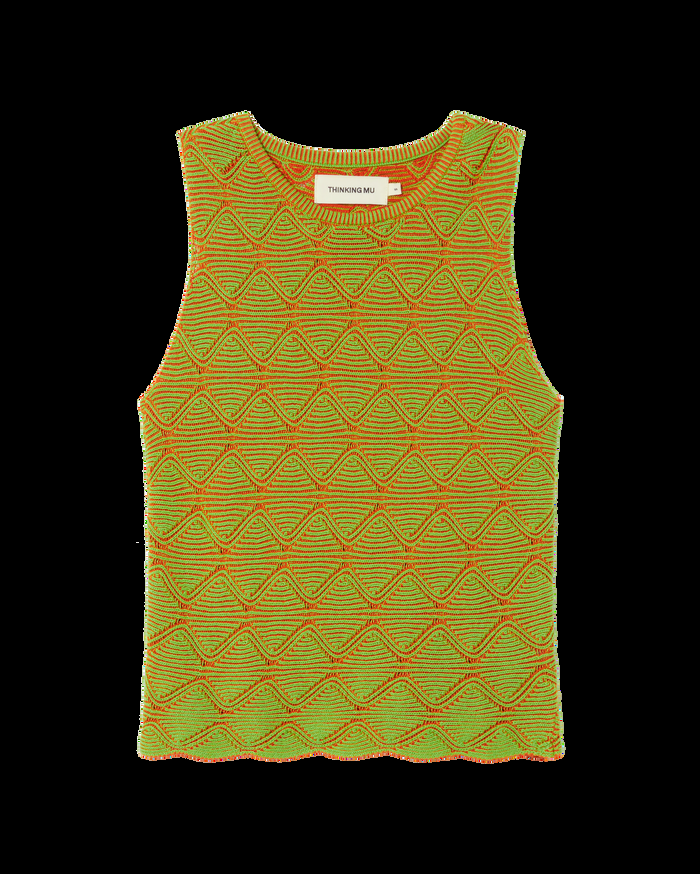 thinking mu Tank top verde punto Aura