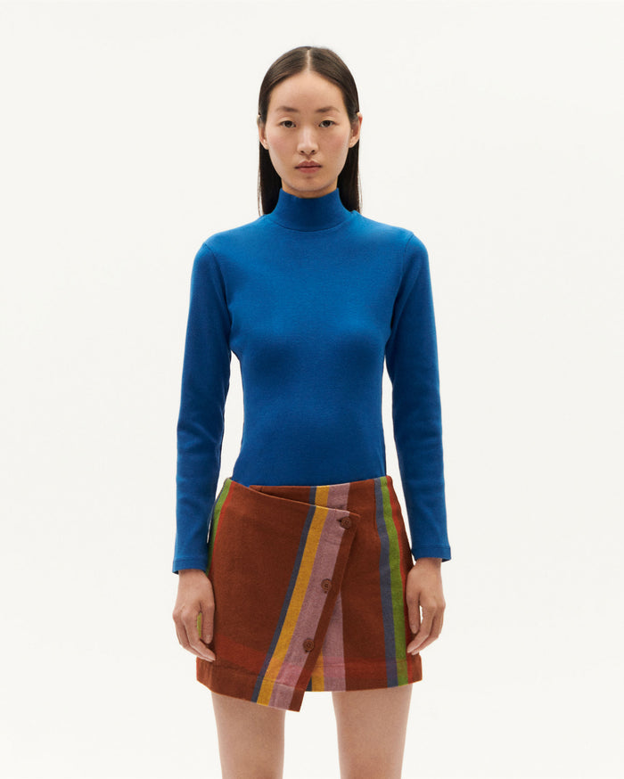 thinking mu Top rib azul algodón orgánico Aine