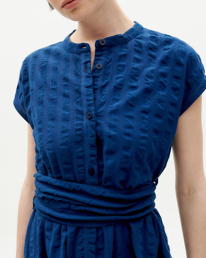 Thinking Mu Vestido Azul Seersucker Gretel