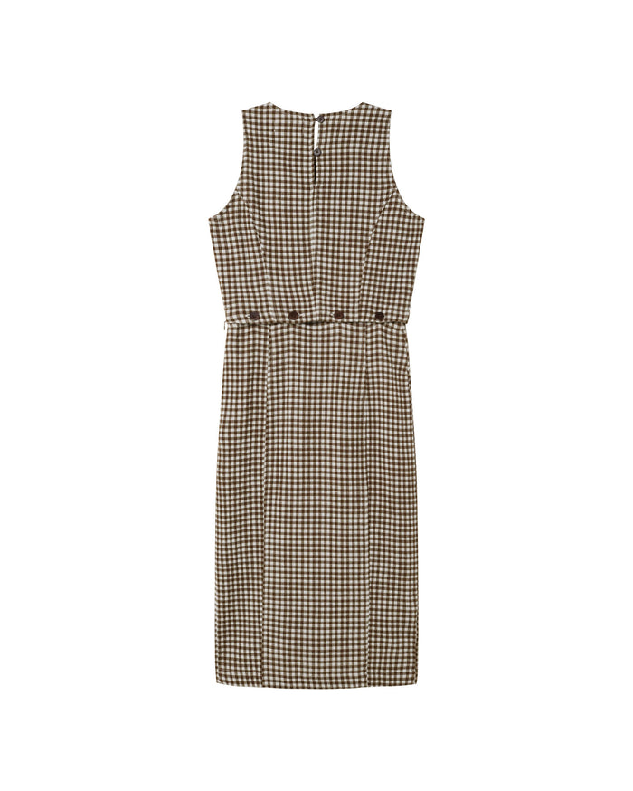 thinking mu Vestido marrón seersucker Wila