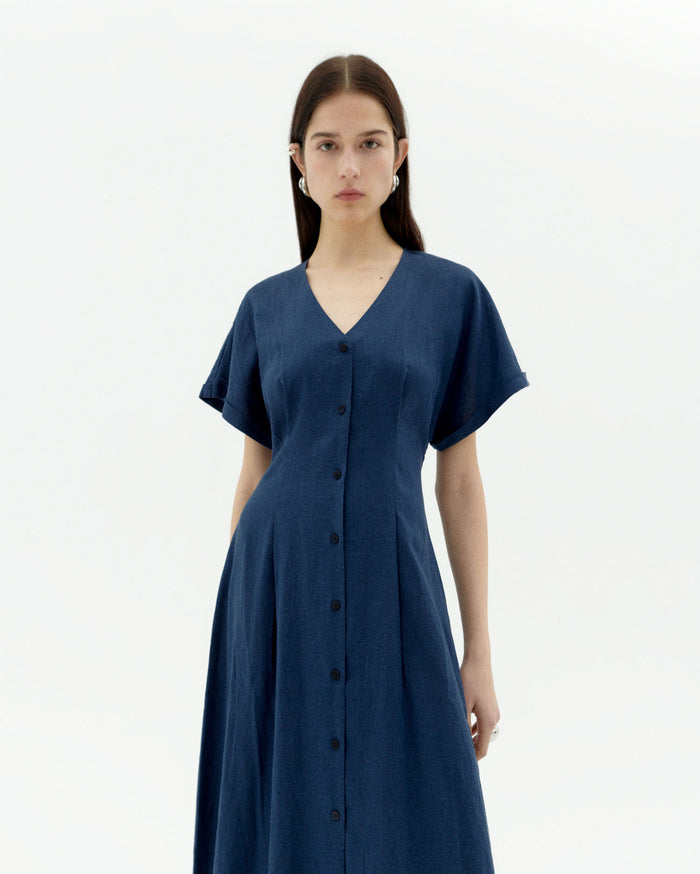 Thinking Mu Vestido Navy Hemp Laura
