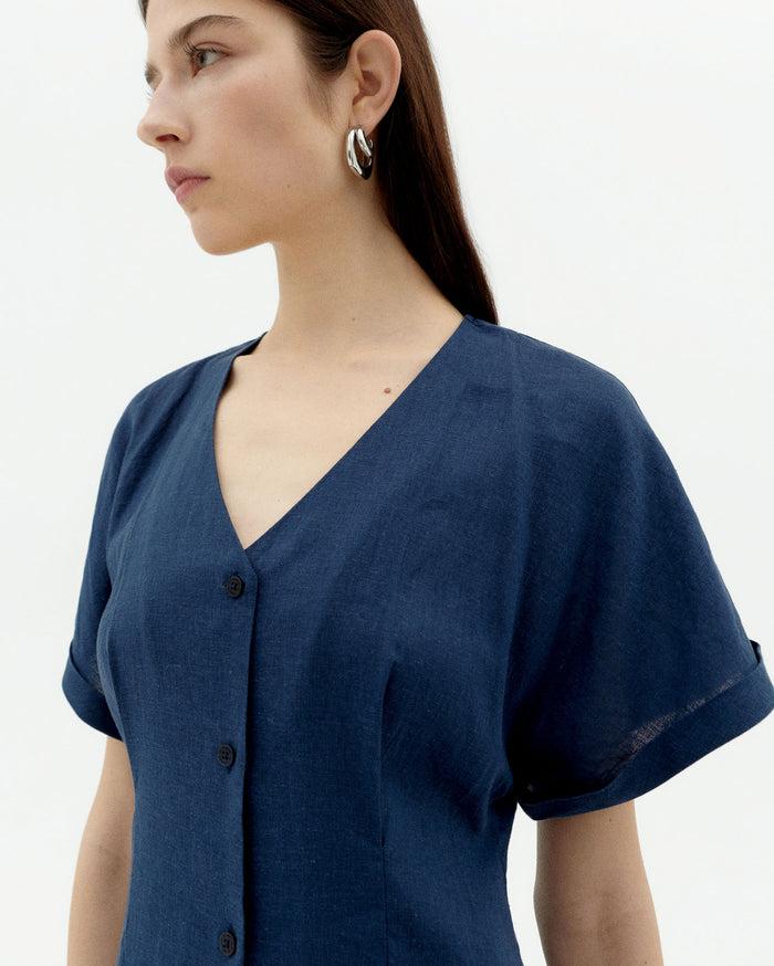 Thinking Mu Vestido Navy Hemp Laura