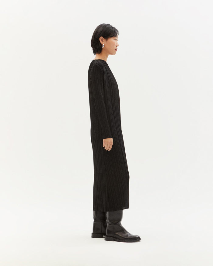 Thinking Mu Vestido Negro Plisado Myrtle