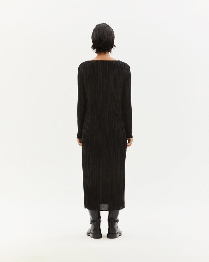 Thinking Mu Vestido Negro Plisado Myrtle