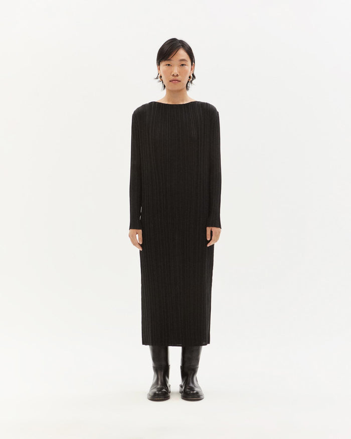 thinking mu Vestido negro plisado Myrtle