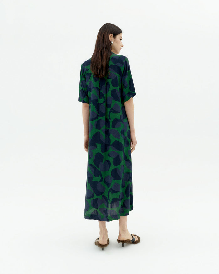 Thinking Mu Vestido Verde Leaf Gianna