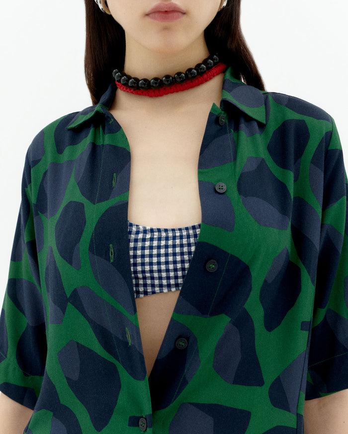 Thinking Mu Vestido Verde Leaf Gianna