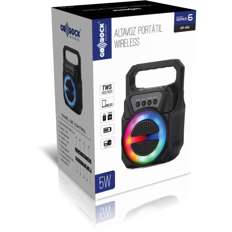 Thulos Altavoz Portátil TWS Wireless Luces LED Potencia: 5W. GO-ROCK GR-66