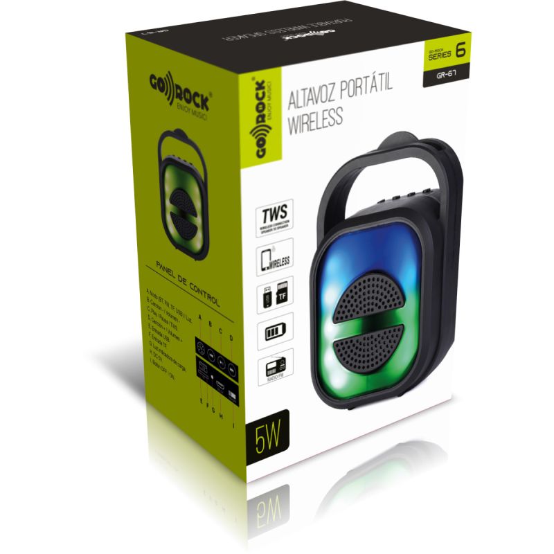 Thulos Altavoz Portátil Wireless Luces LED Potencia: 5W. GO-ROCK GR-67