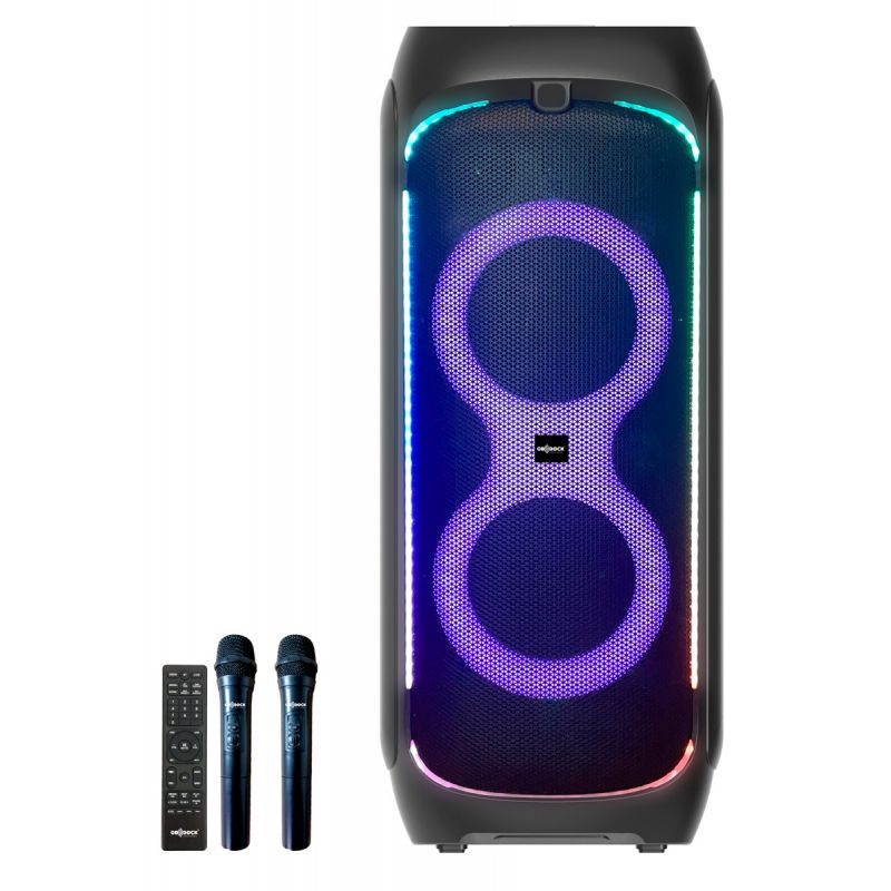 thulos Altavoz torre Karaoke TWS incluye 2 micrófonos inalámbricos mando a distancia entrada para guitarra 200W. GO-ROCK GR-716