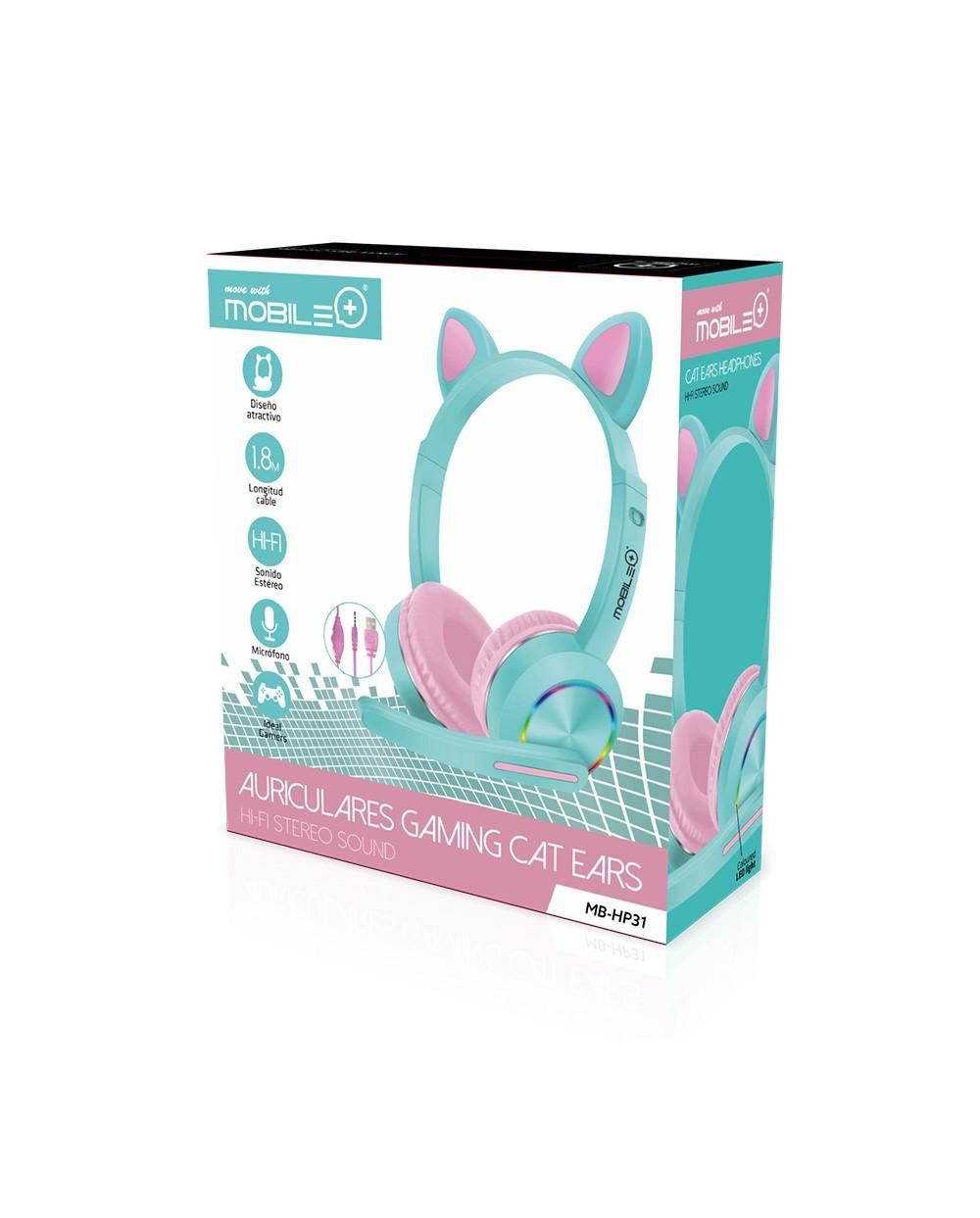 Thulos Auriculares Gaming Cat Ears Con Micrófono Y Ajuste De Volumen. MOBILE+ MB-HP31