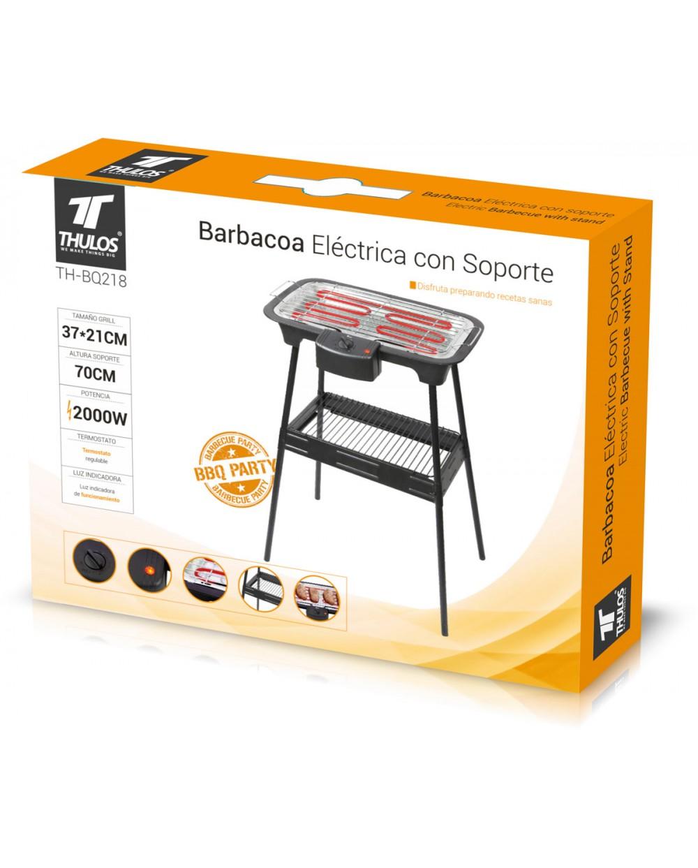 Thulos Barbacoa Eléctrica Con Soporte Termostato Regulable 2000W. THULOS TH-BQ218