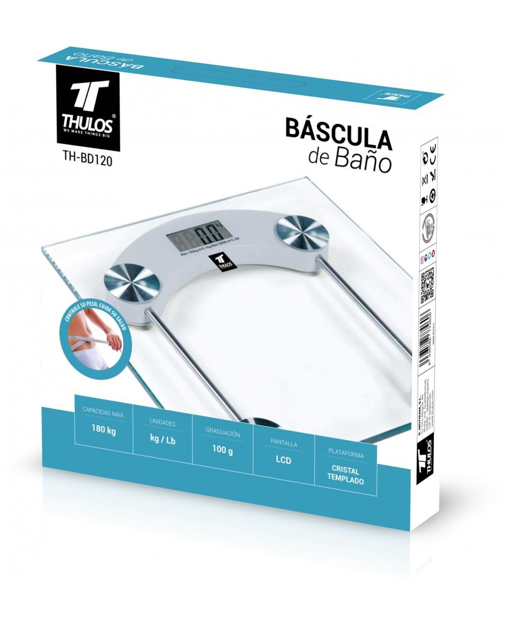 Thulos Báscula Digital De Baño. Pantalla LCD. Capacidad Max.: 180 Kg. THULOS TH-BD120