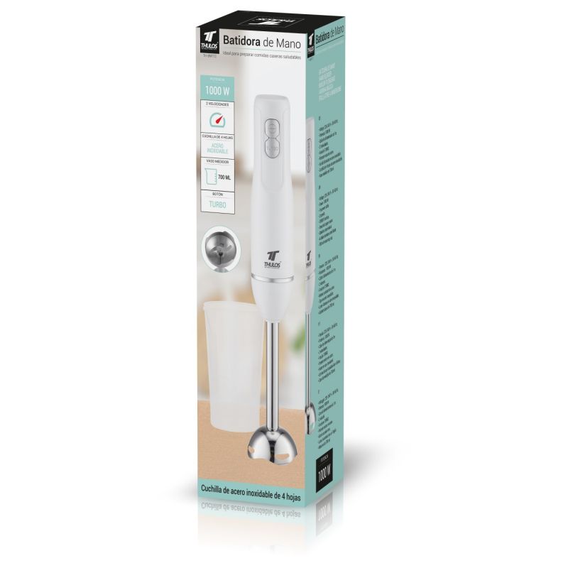 Thulos Batidora De Mano 1000W 2 Velocidades + Función TURBO. Incluye Vaso Medidor De 700 Ml. THULOS TH-BM712