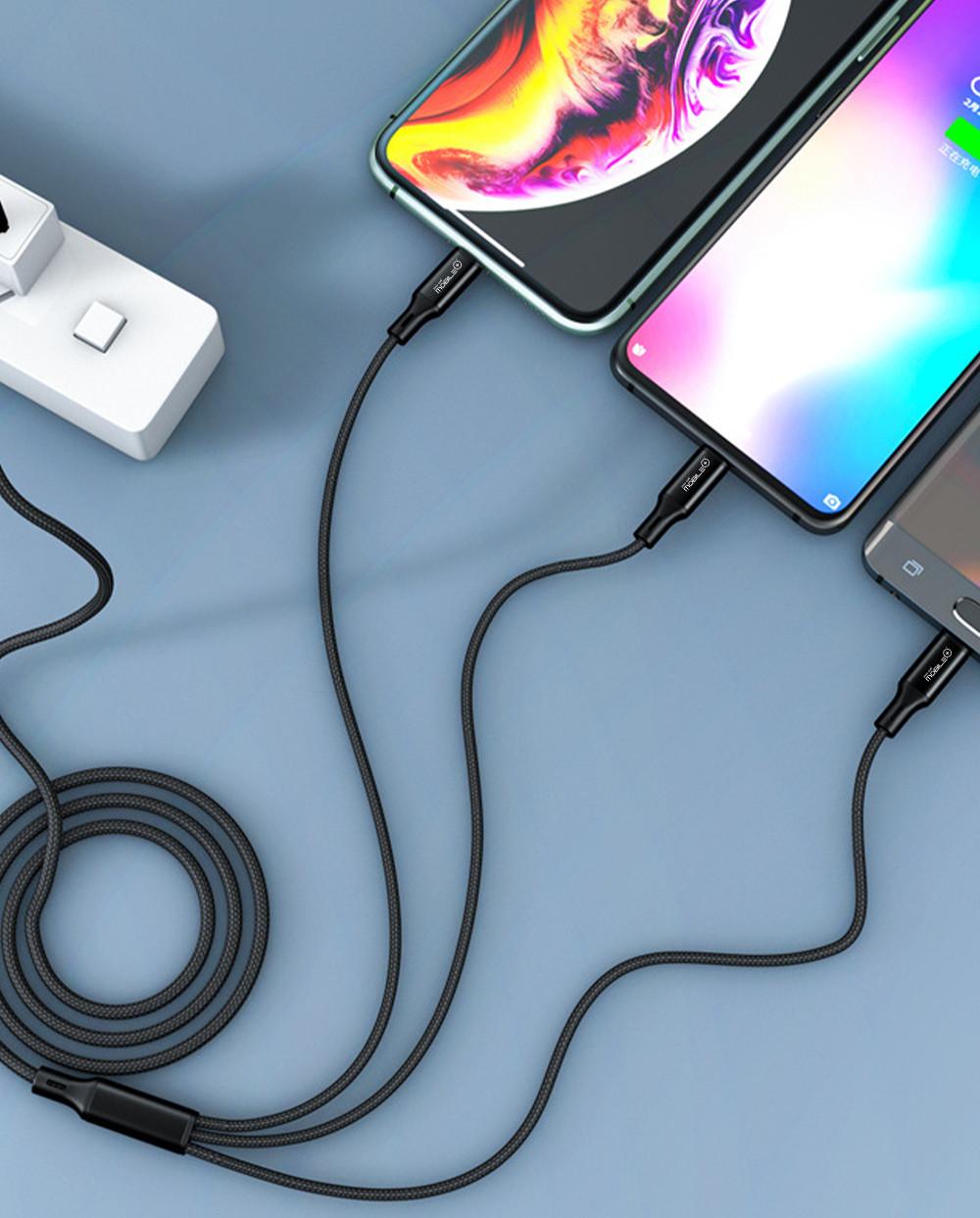 Thulos Cable De Carga 3 En 1 Tipo C A Lightning Micro USB Y Tipo C. MOBILE+ MB-1046