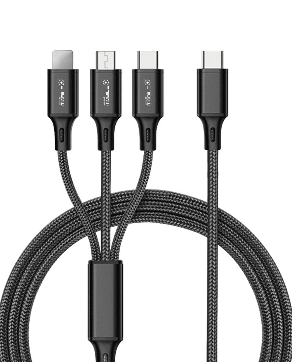 thulos Cable de Carga 3 en 1 Tipo C a Lightning Micro USB y Tipo C. MOBILE+ MB-1046