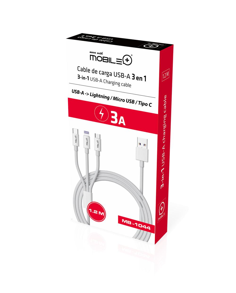 Thulos Cable De Carga. 3 En 1 USB-A A Lightning Micro USB Y Tipo-C. MOBILE+ MB-1044