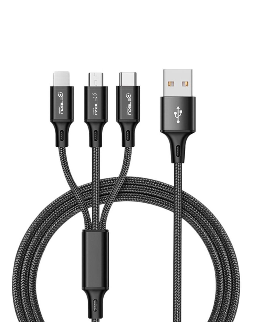 thulos Cable de Carga 3 en 1 USB-A a Lightning Micro USB y Tipo C. MOBILE+ MB-1045