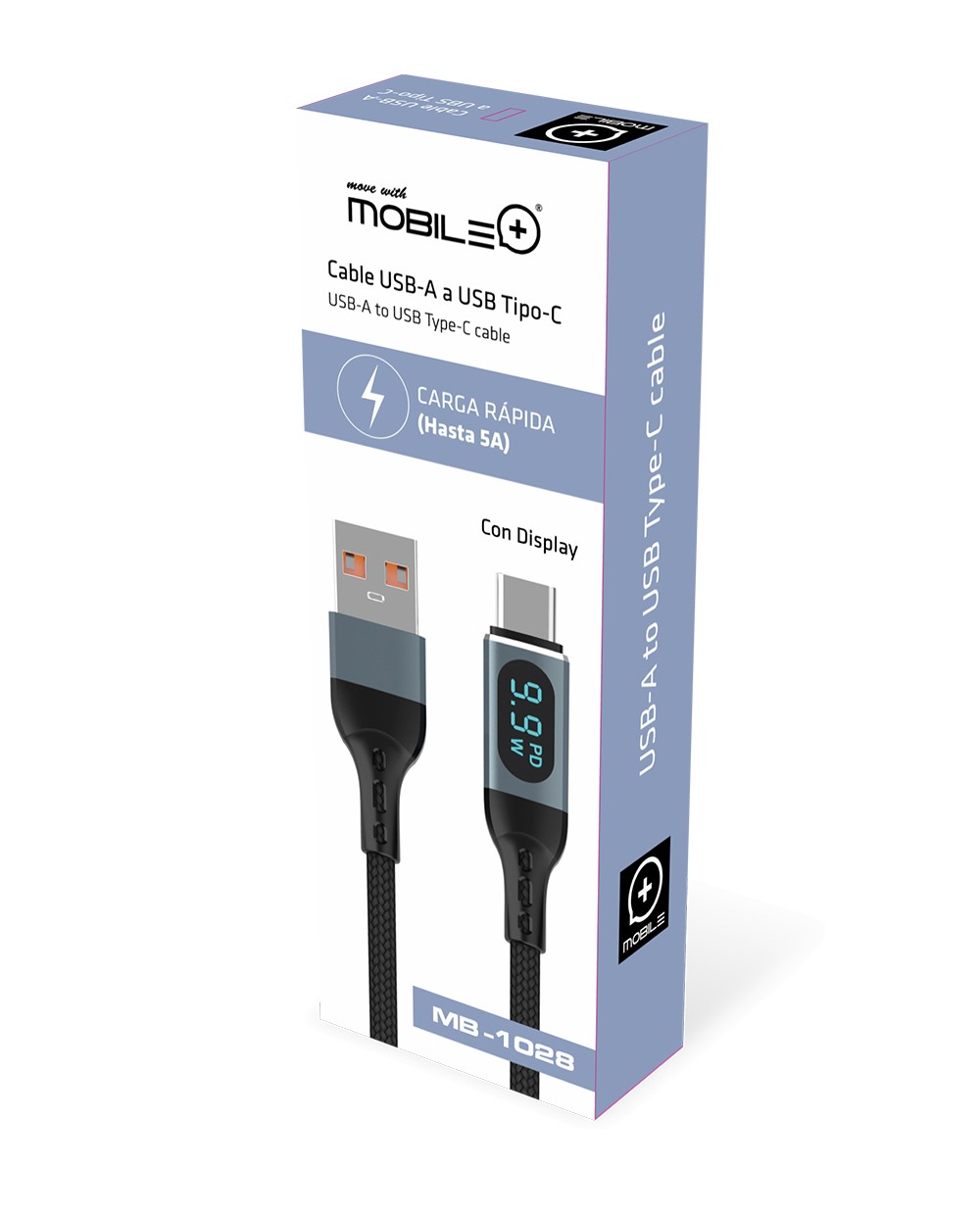 Thulos Cable USB-A A USB Tipo-C Longitud Cable: 1 M. Carga Rápida (Hasta 5A). MOBILE+ MB-1028