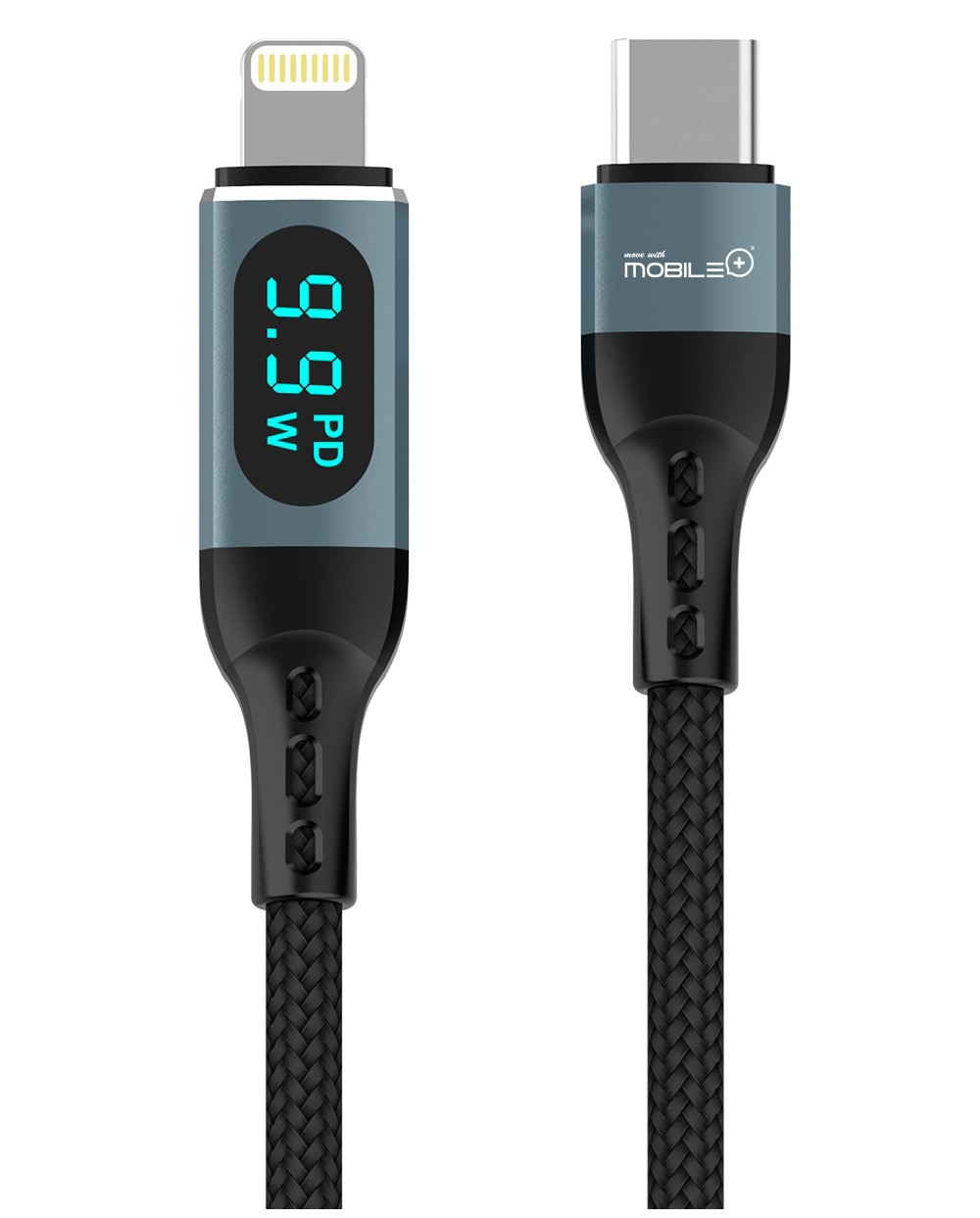 thulos Cable USB Tipo-C a Lightning con pantalla LED longitud cable: 1 m. Carga Rápida PD20W. MOBILE+ MB-1029