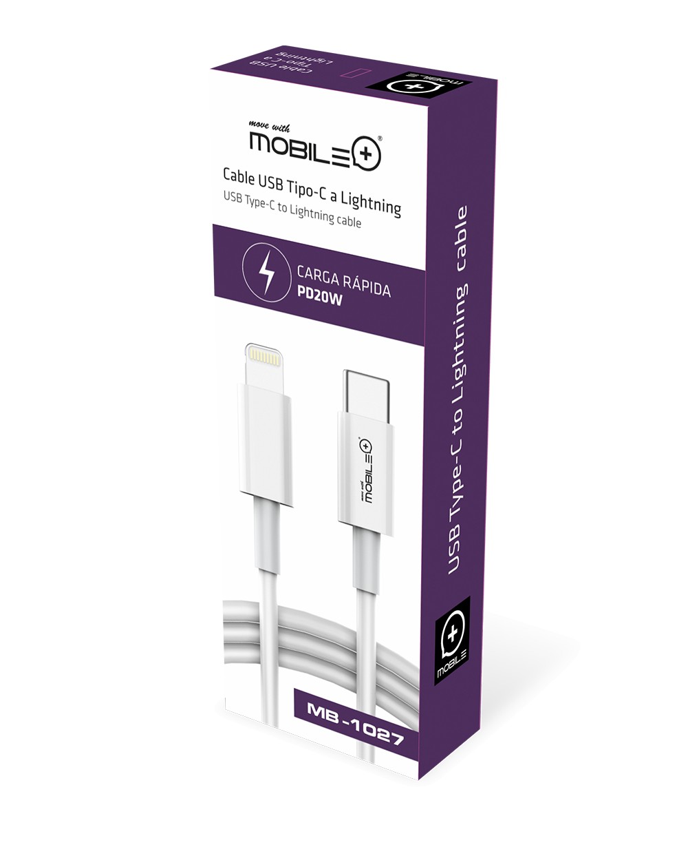 Thulos Cable USB Tipo-C A Lightning Longitud Cable: 1 M. Carga Rápida PD20W. MOBILE+ MB-1027