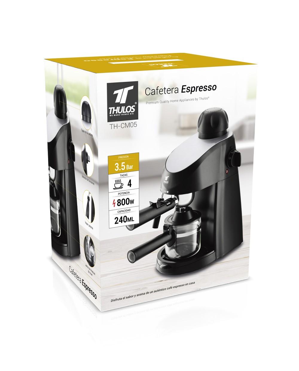 Thulos Cafetera Espresso 240ml 4 Tazas Jarra Cristal ERP. THULOS TH-CM05