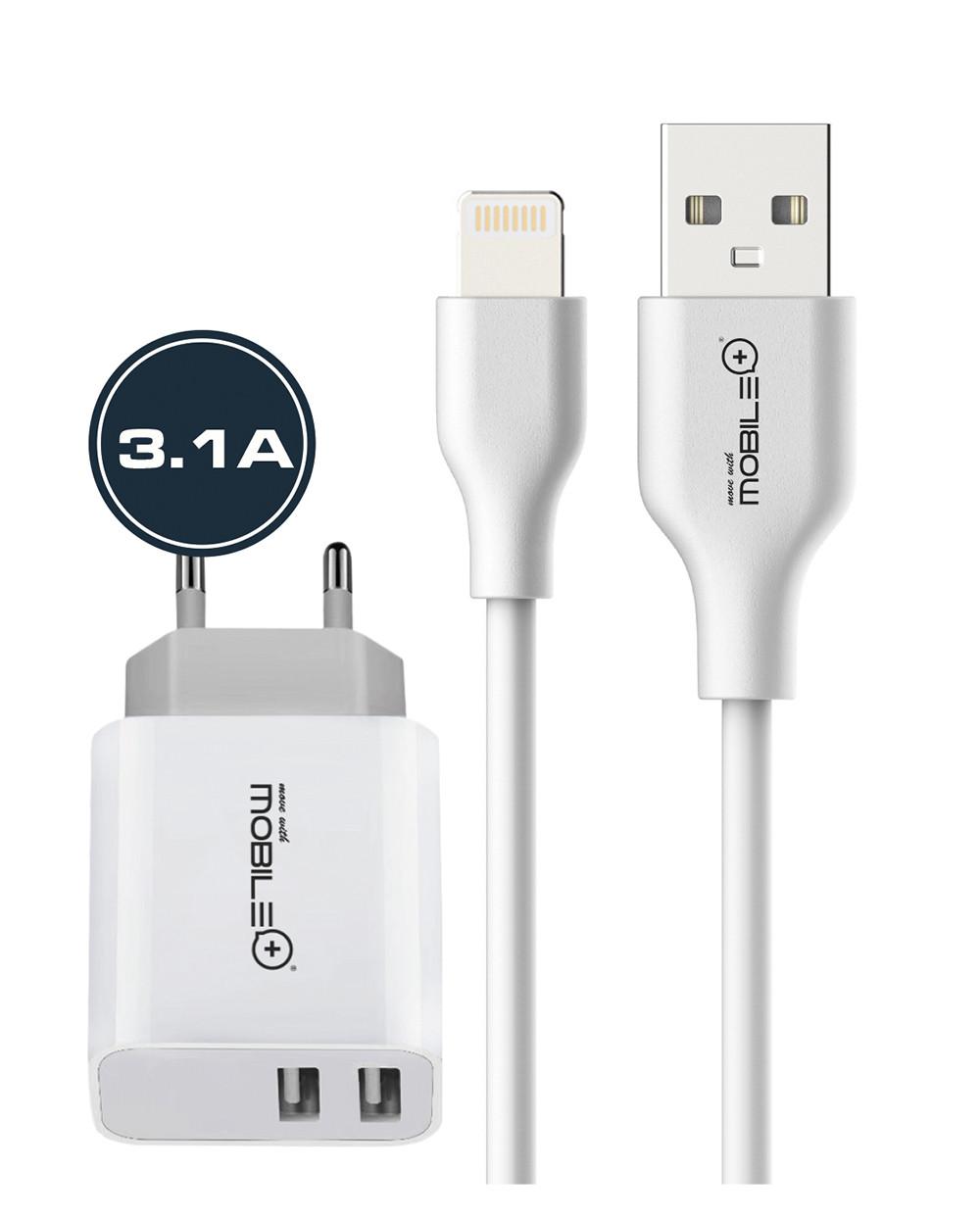 thulos Cargador Doble + Cable USB-A a Lightning. MOBILE+ MB-1041