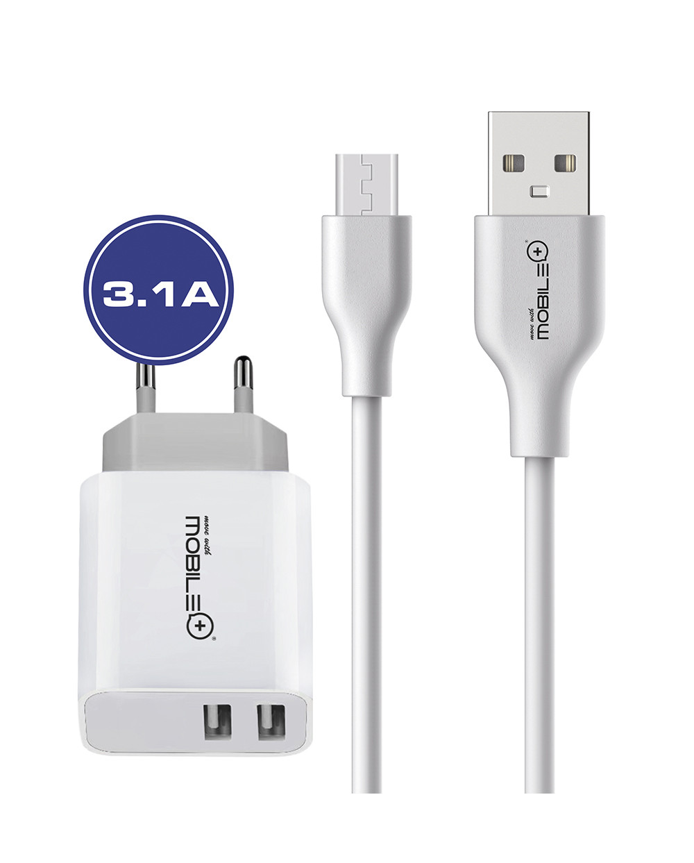thulos Cargador Doble + Cable USB-A a Micro USB. MOBILE+ MB-1042