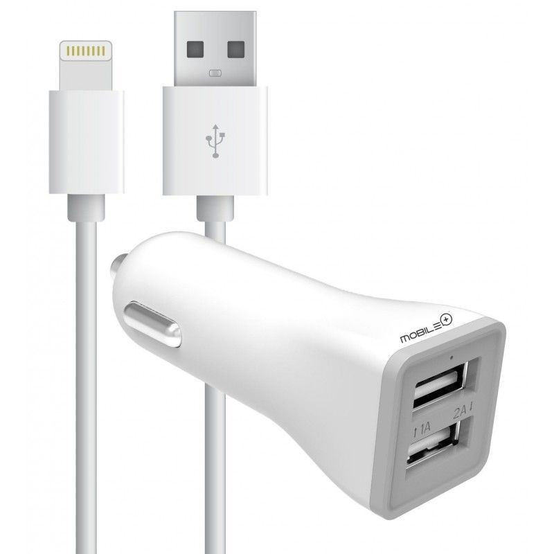 thulos Cargador para coche doble entrada compatible con iPhone 2.1A+1A. MOBILE+ MB-1007