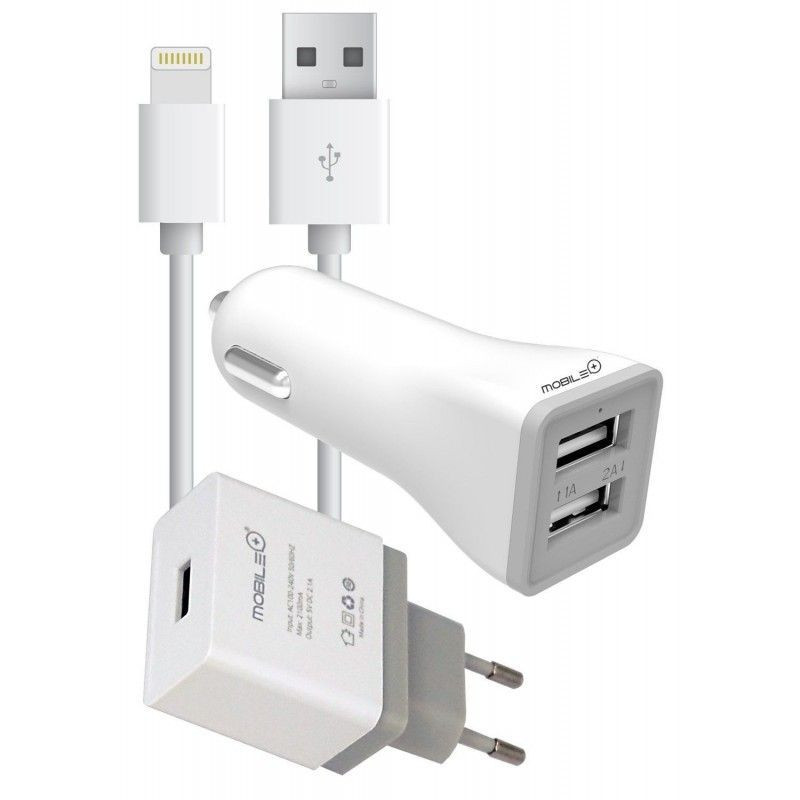 thulos Cargador para iPhone 2 en 1: Casa y coche incluye cable Lightning/USB de 1 metro. MOBILE+ MB-1001
