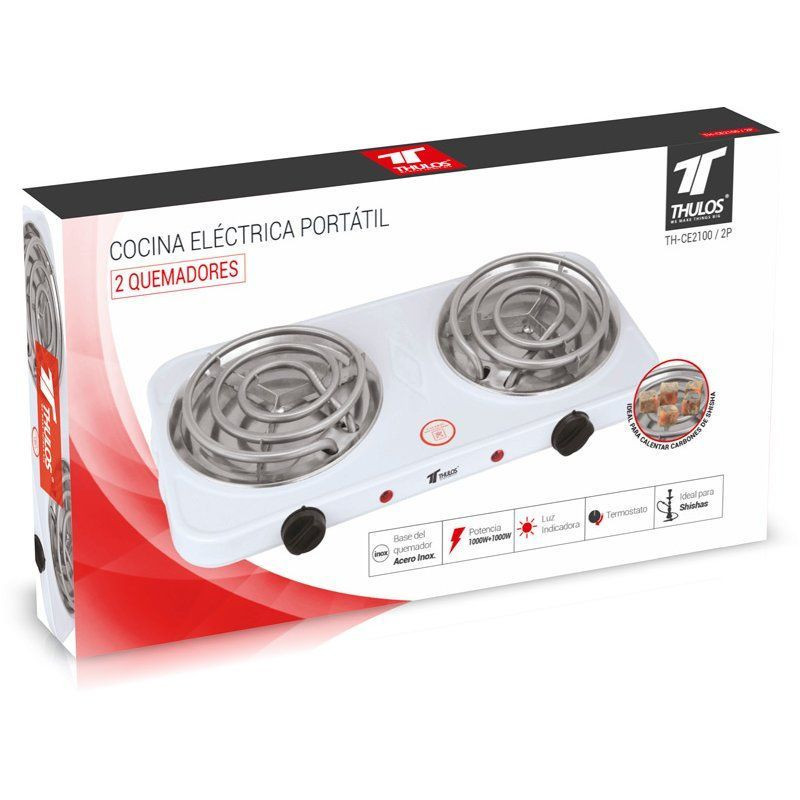 Thulos Cocina Eléctrica 2 Quemadores Especial Carbones De Shishas. THULOS TH-CE2100/2P